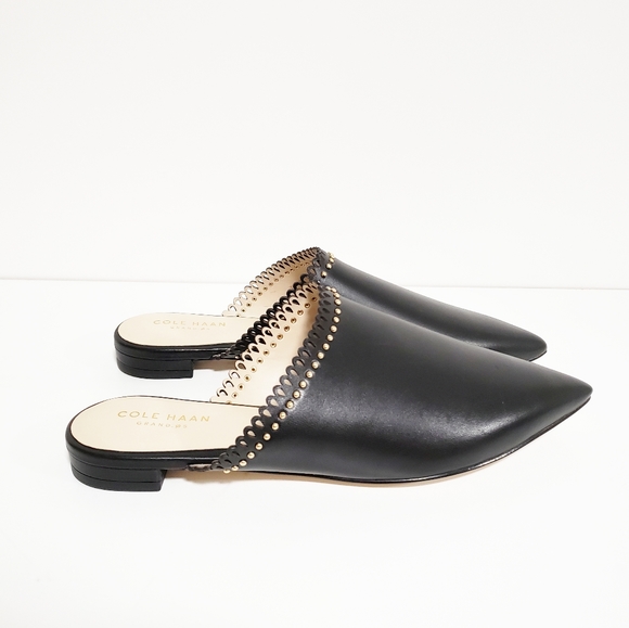 NWOB COLE HAAN Raelyn Leather Black Mules - Picture 5 of 7